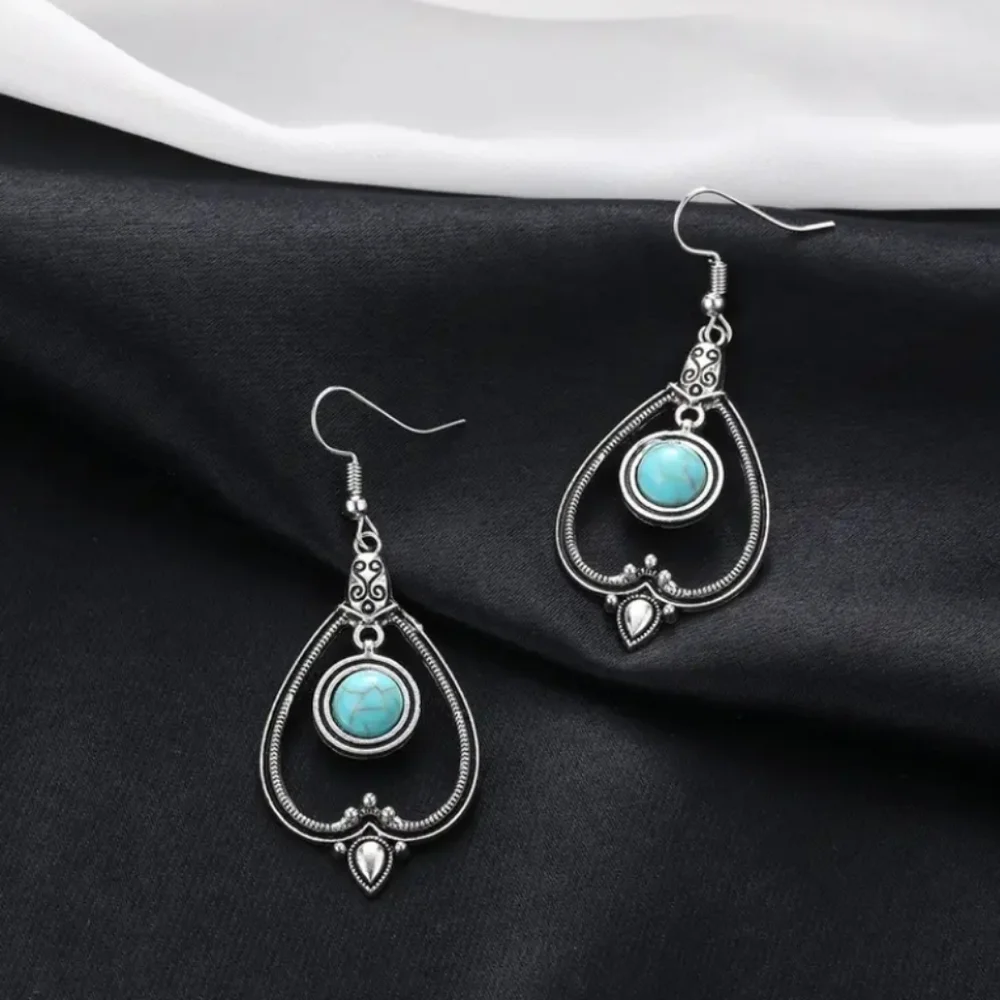 Bohemian Turquoise Silver Earrings